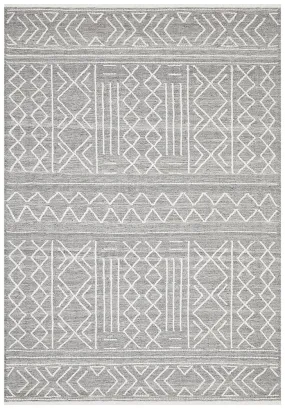 Modern Wool Stitch Woven Rug - Silver Grey