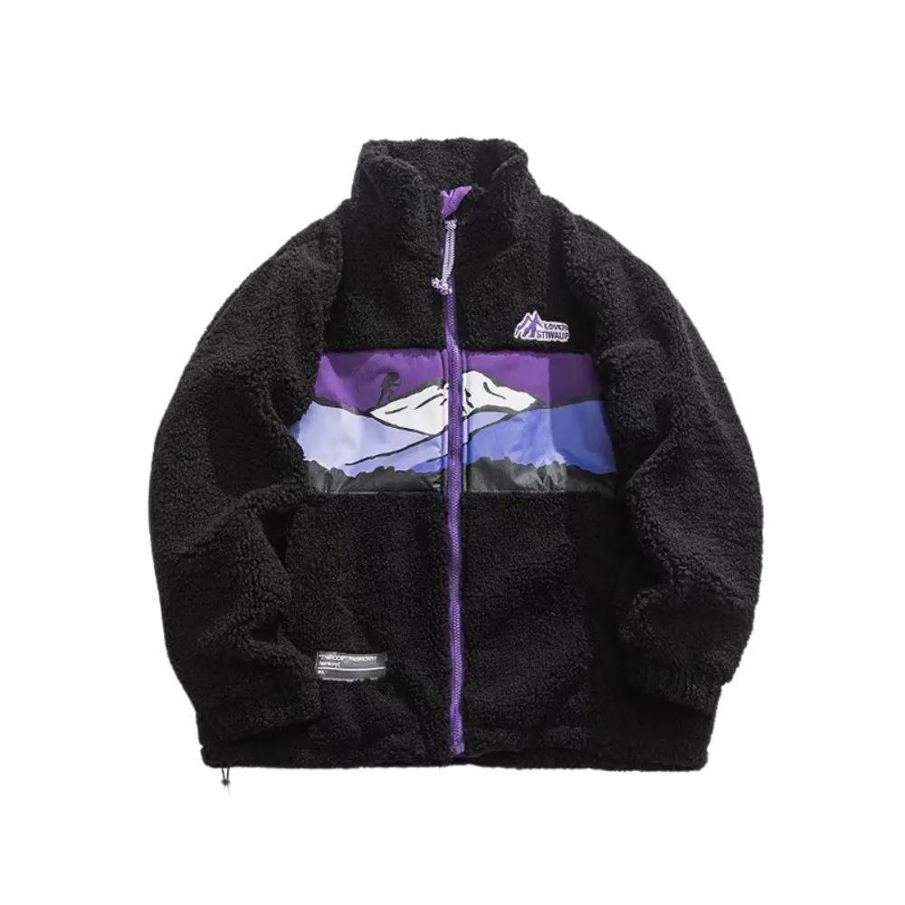 Mountains Patchwork Sherpa Coat