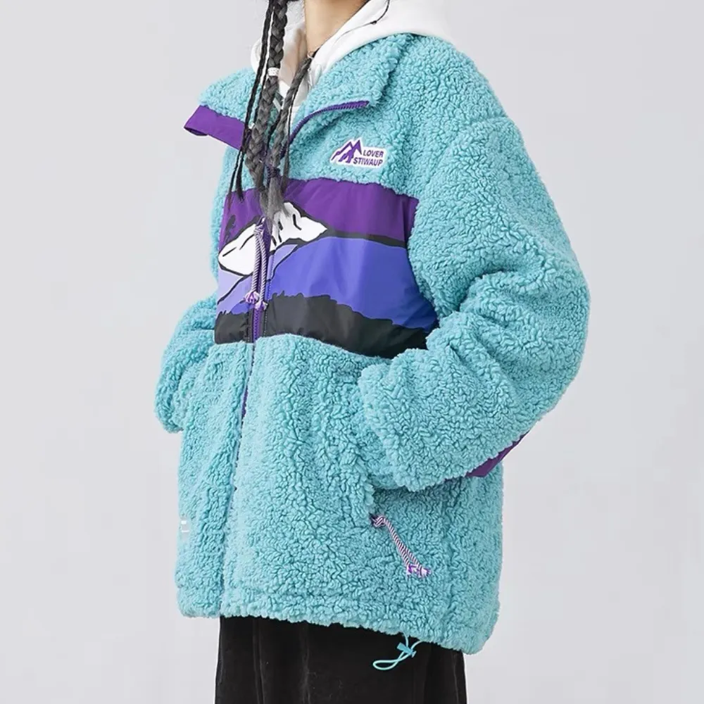 Mountains Patchwork Sherpa Coat