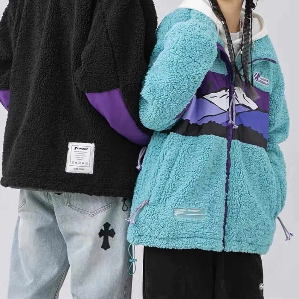 Mountains Patchwork Sherpa Coat