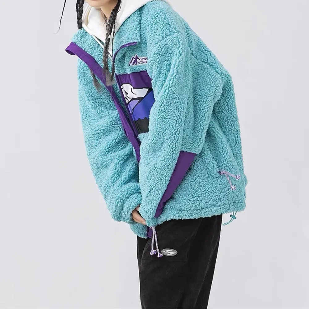 Mountains Patchwork Sherpa Coat