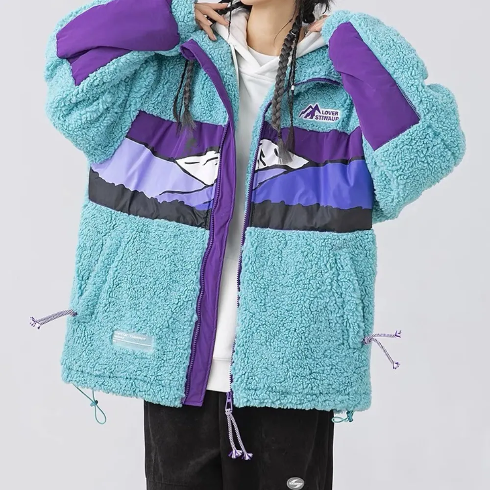 Mountains Patchwork Sherpa Coat