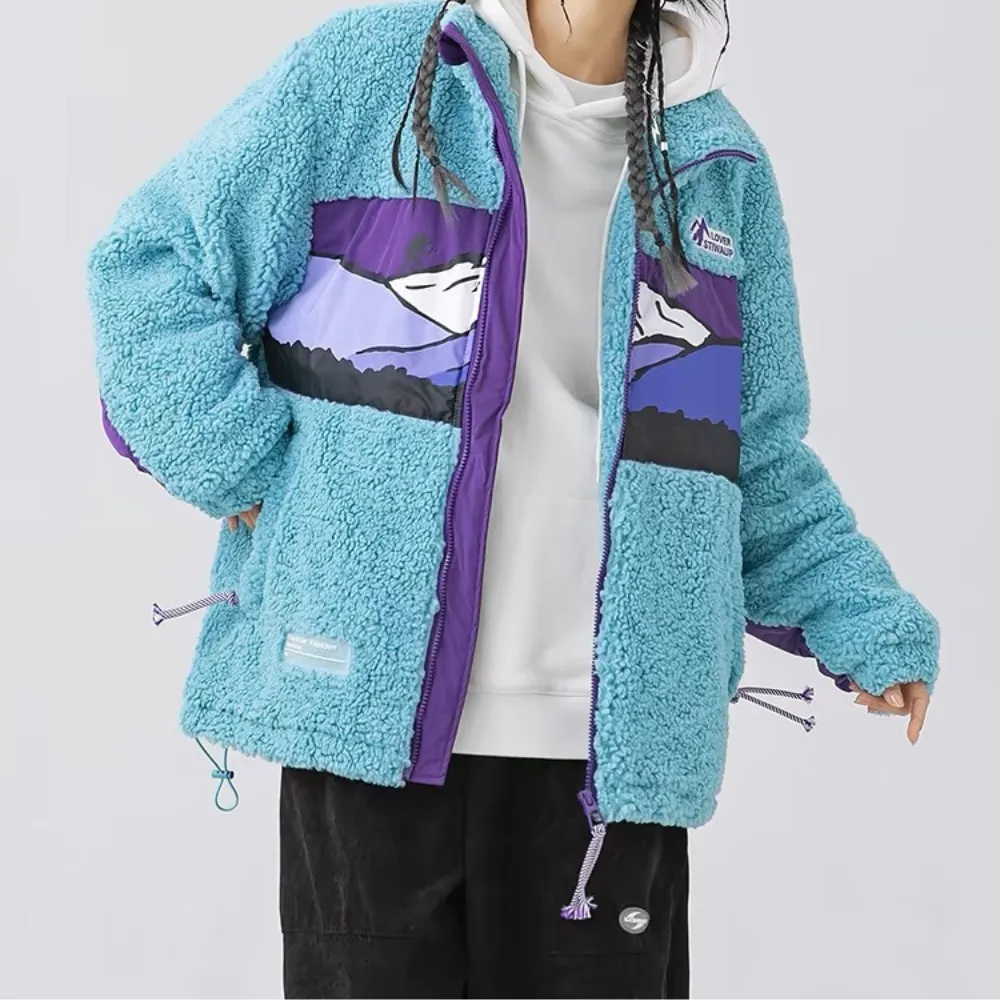 Mountains Patchwork Sherpa Coat