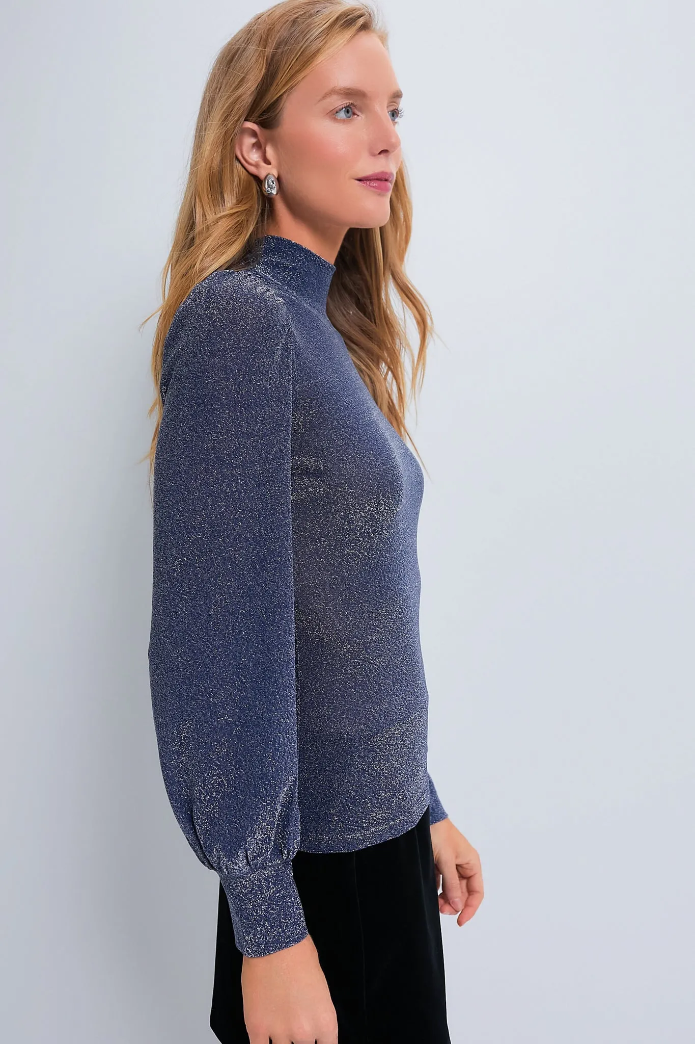 Navy Shimmer Cher Turtleneck