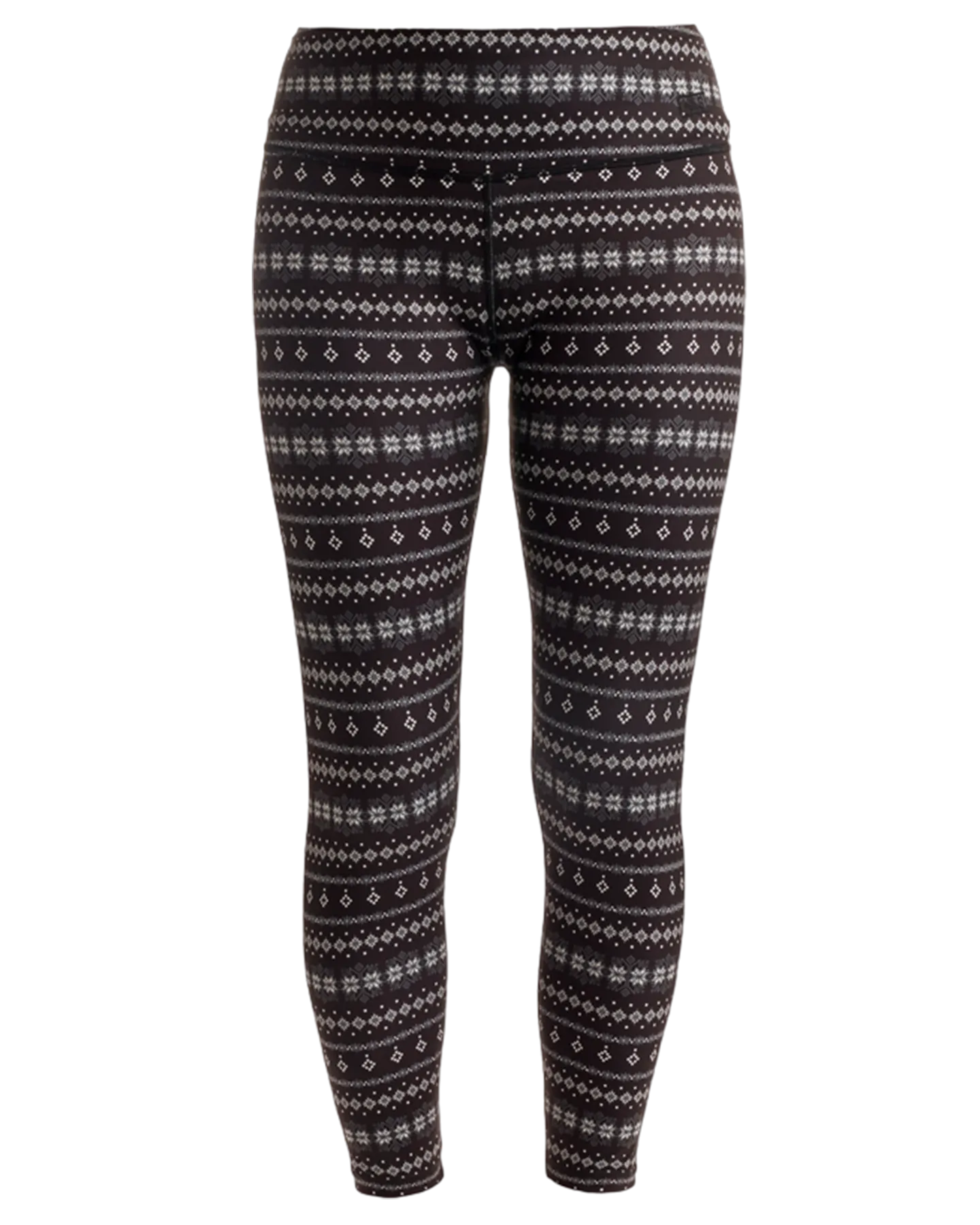 Nils Glacier Women's Base Layer Leggings - Black Snowflake Print