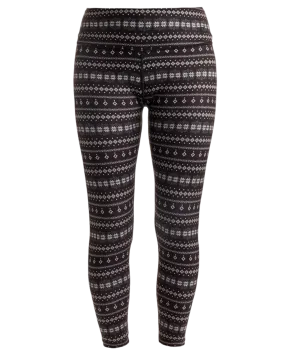 Nils Glacier Women's Base Layer Leggings - Black Snowflake Print