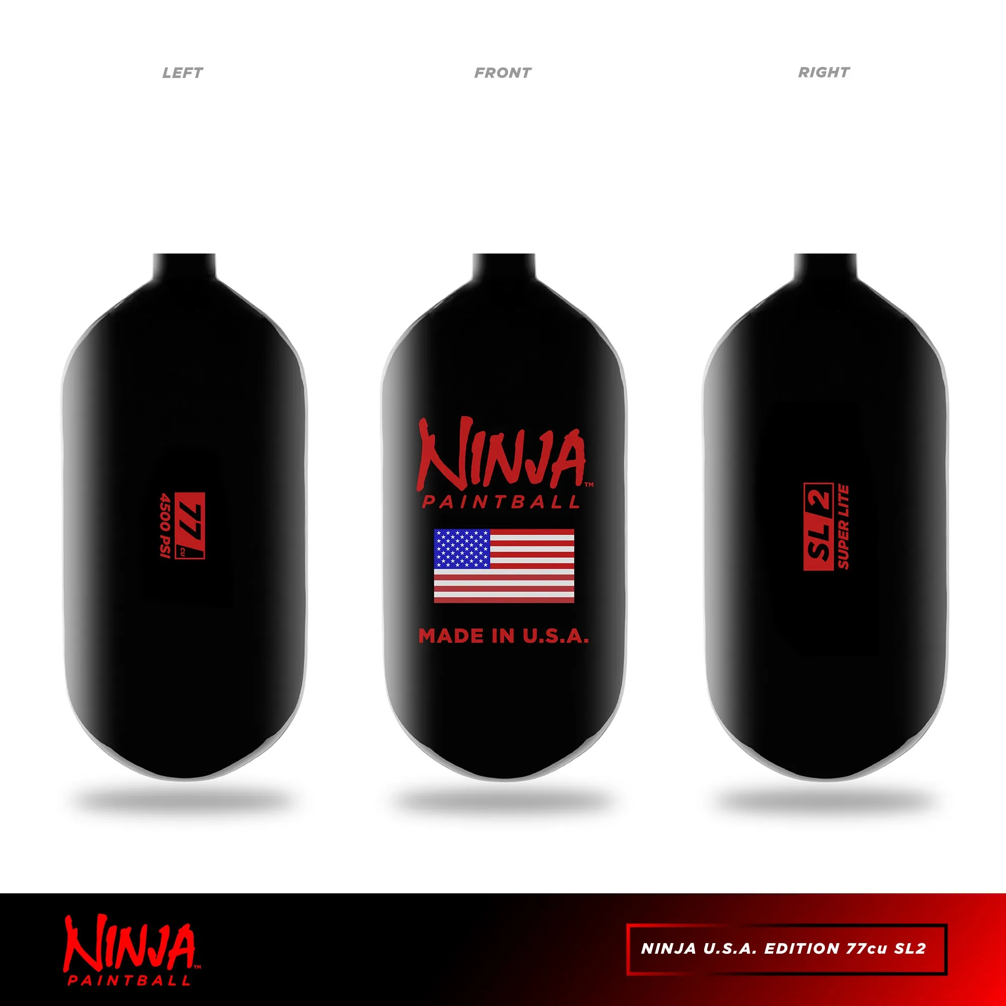 Ninja SL2 77ci 4500psi Hpa Bottle Black W/USA Logo