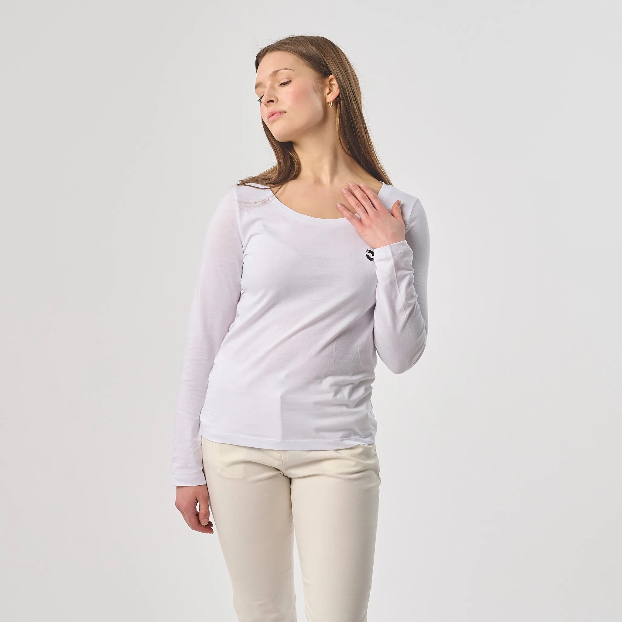 Omnitau Women's Organic Cotton Long Sleeve T-Shirt - White