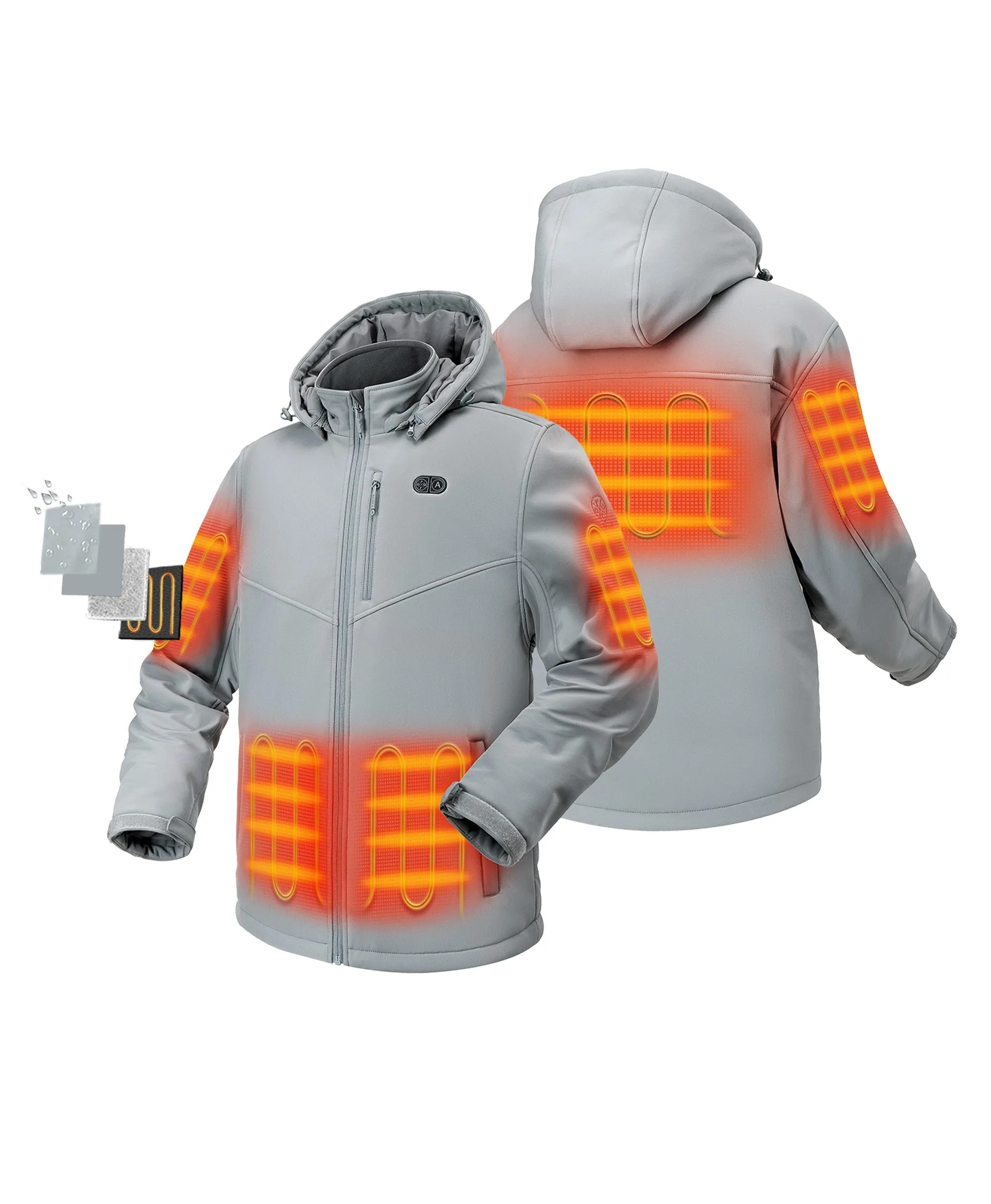 (Open-Box) Men's Heated Dual Control Jacket with 5 Heating Zones (Pocket Heating) (Battery Set Not Included)