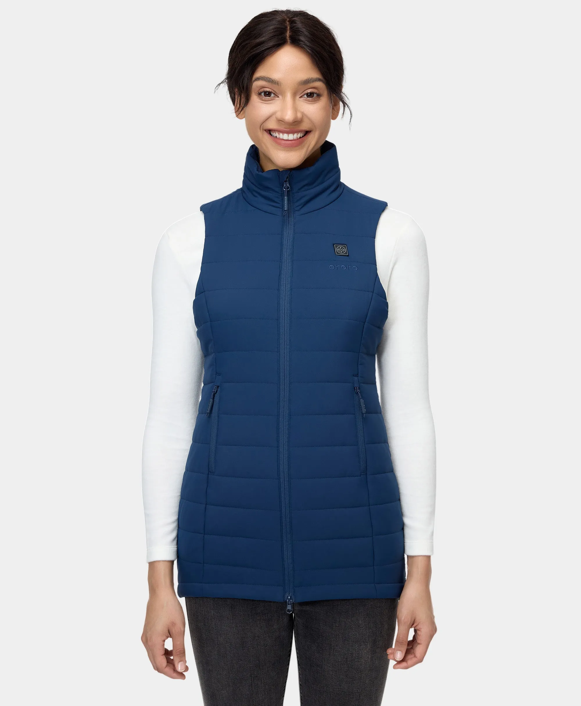 (Open-Box) "Tribeca" Women's Heated Long Puffer Vest (Battery Set Not Included)