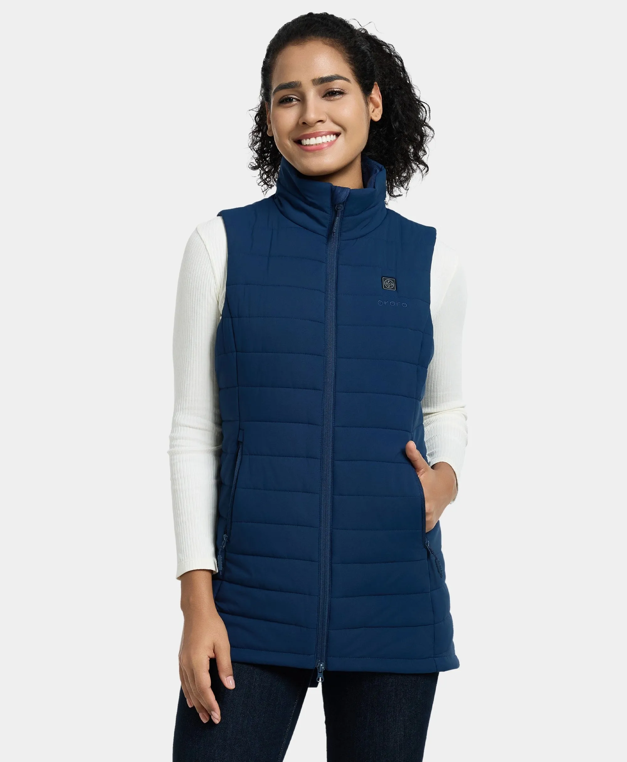 (Open-Box) "Tribeca" Women's Heated Long Puffer Vest (Battery Set Not Included)