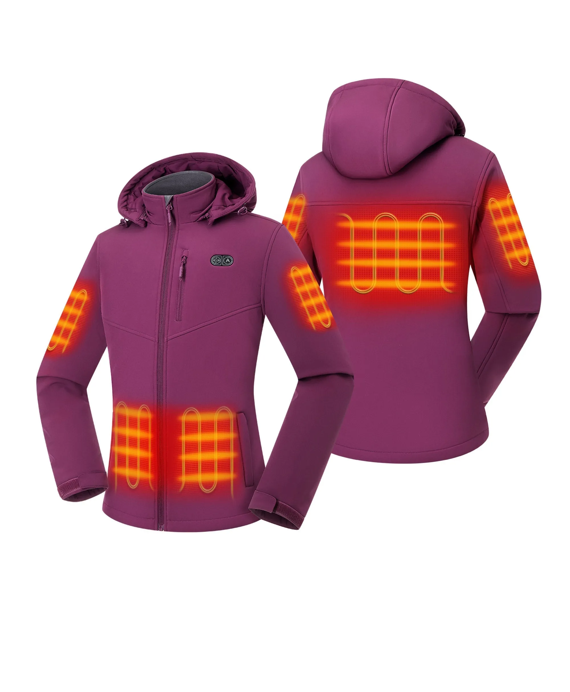 (Open-Box) Women's Heated Dual Control Jacket with 5 Heating Zones (Pocket Heating) (Battery Set Not Included)