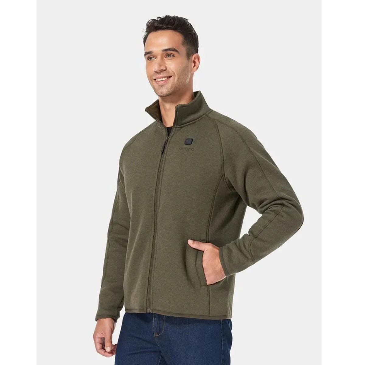 Ororo Mens 3 Zone Fleece Heated Jacket - Army Green