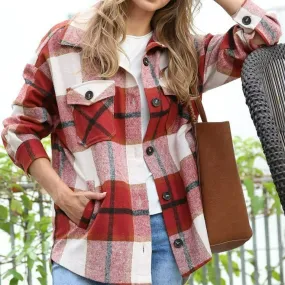 Oversized Plaid Shacket with Pockets