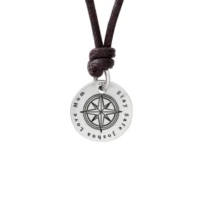 Personalised Compass Silver Disc Necklace