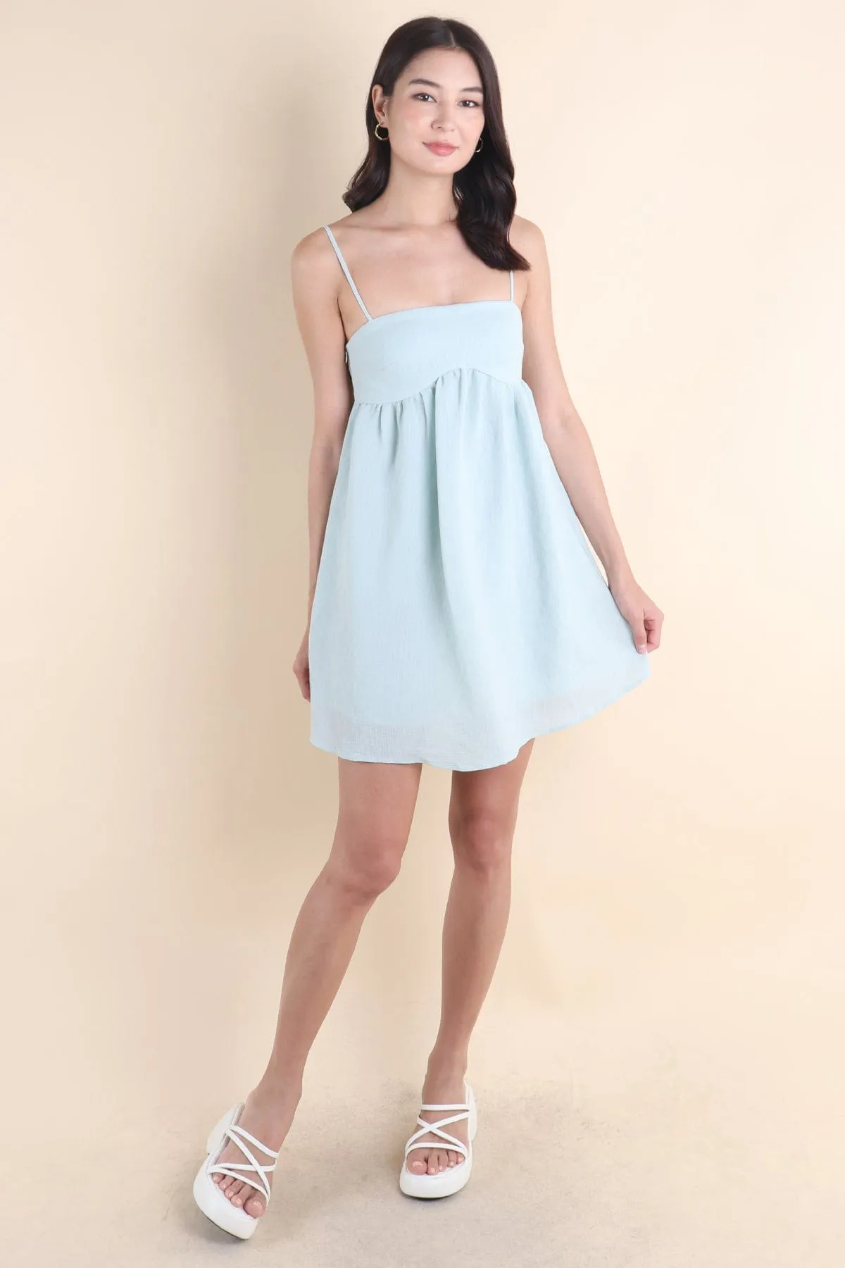 PICCO BABYDOLL TRAPEZE DRESS IN MINT SAGE