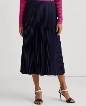 Pleated Georgette Skirt In Navy