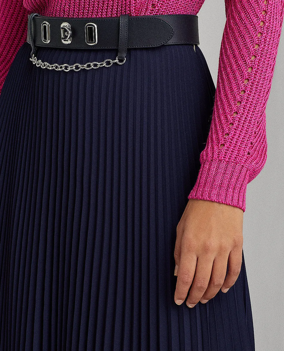 Pleated Georgette Skirt In Navy