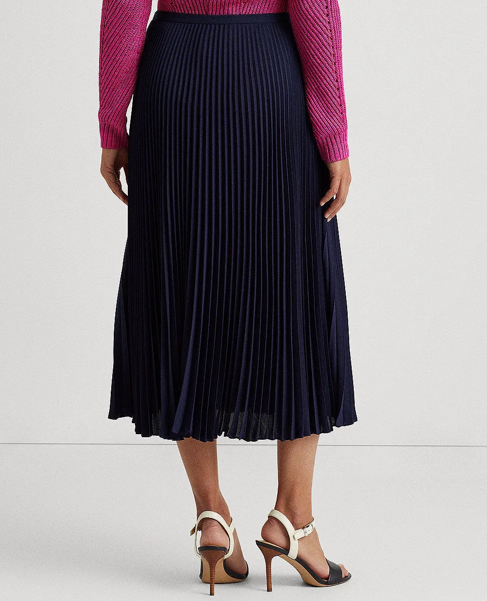 Pleated Georgette Skirt In Navy