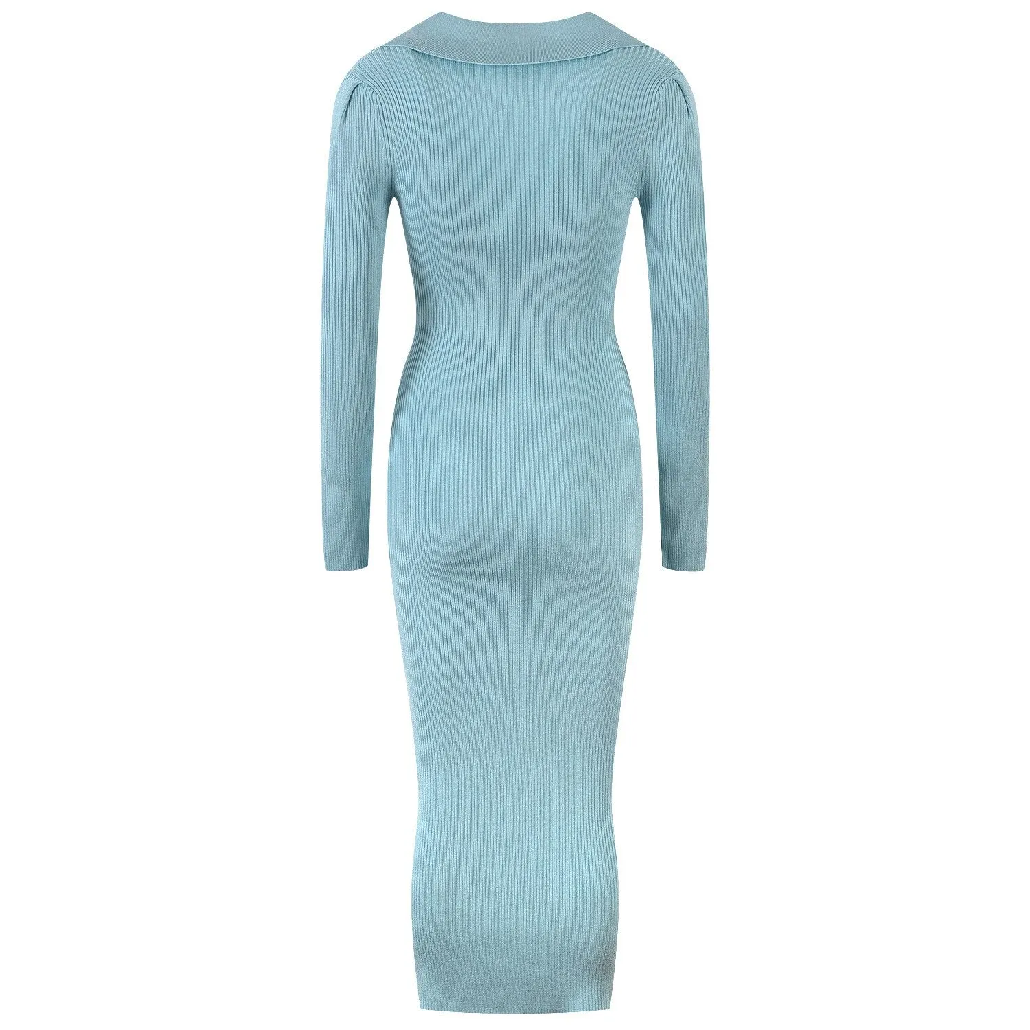 Pre Order:  Baby blue Collar Knit Dress