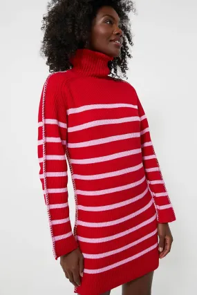 Red & Pink Striped Emsley Mini Sweater Dress