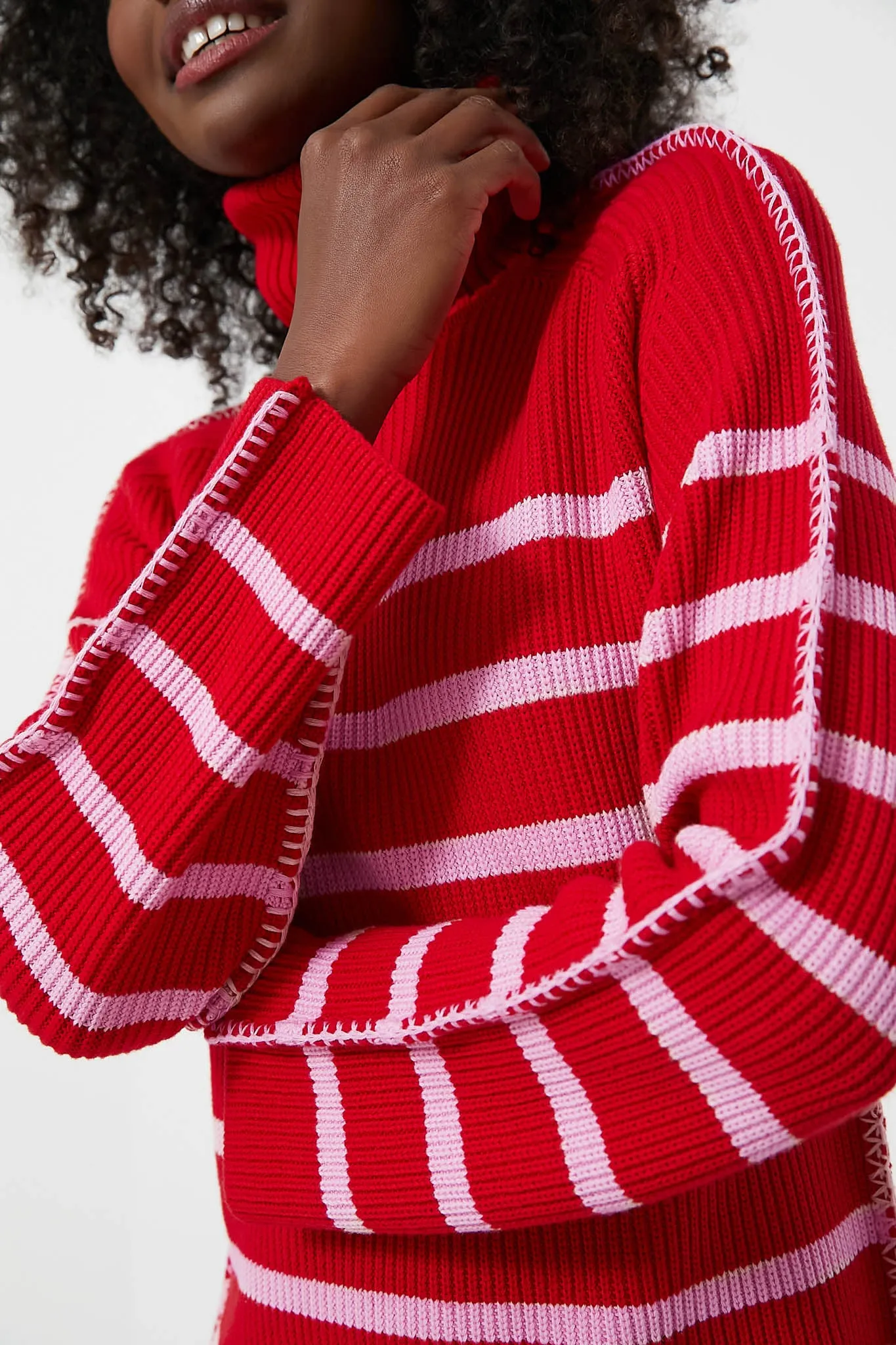 Red & Pink Striped Emsley Mini Sweater Dress