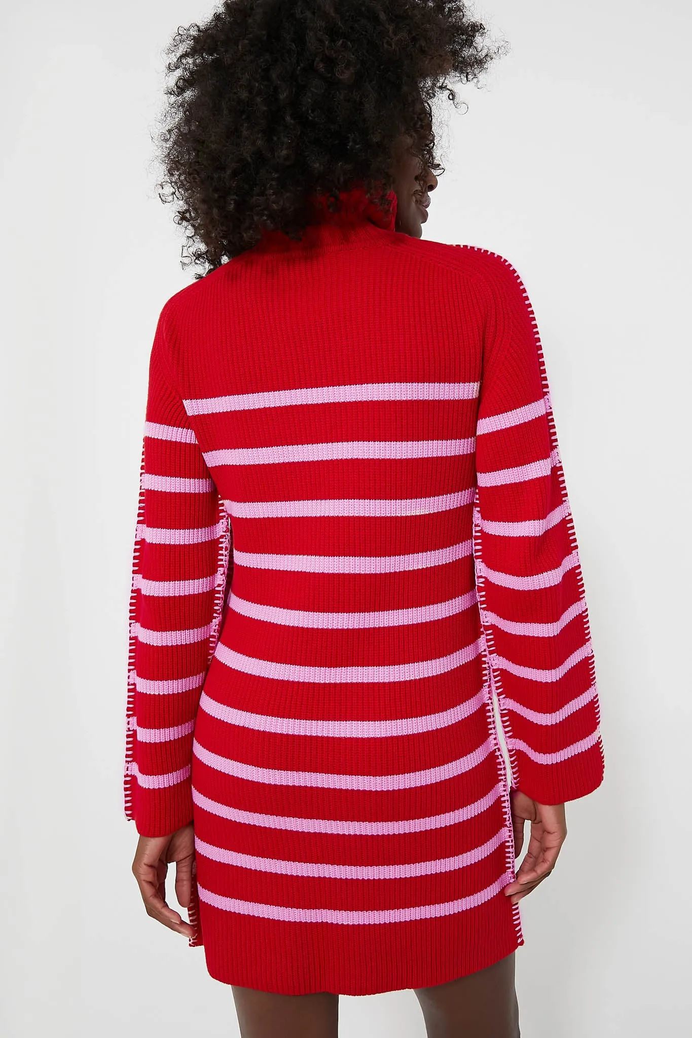 Red & Pink Striped Emsley Mini Sweater Dress