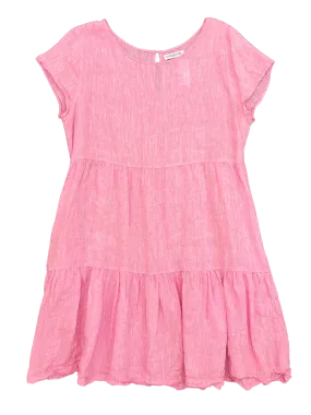 Size L - Alessandra Pink Linen Babydoll Dress