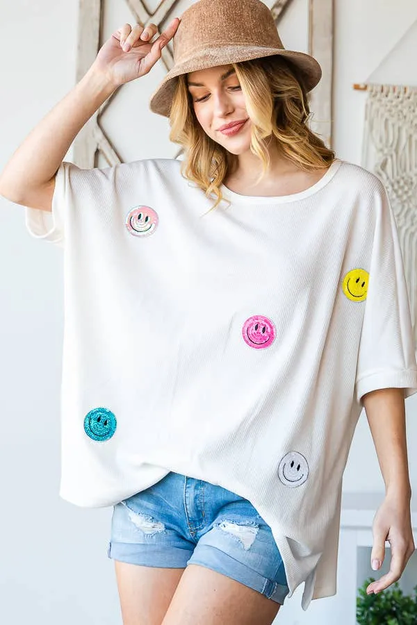 Smiley Face Oversized Tee