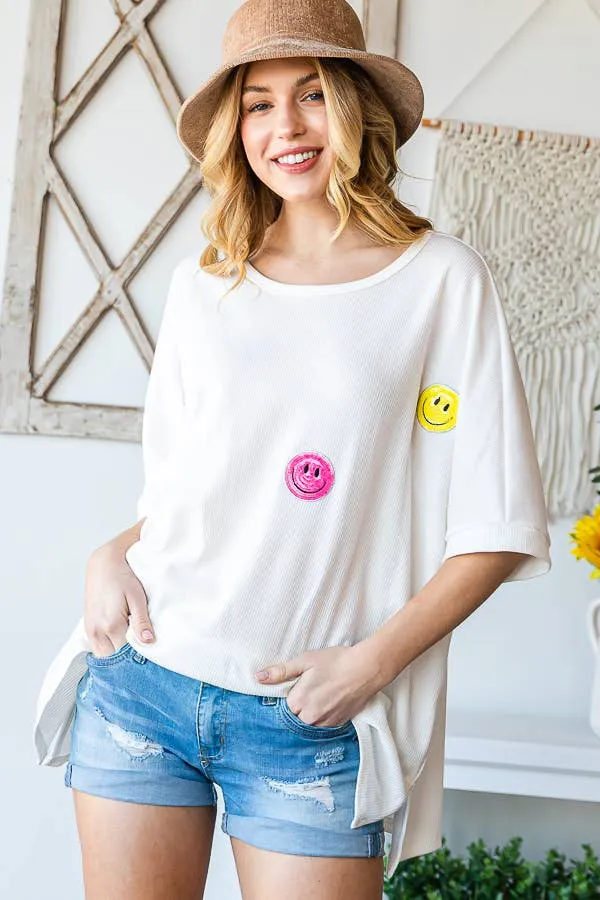 Smiley Face Oversized Tee