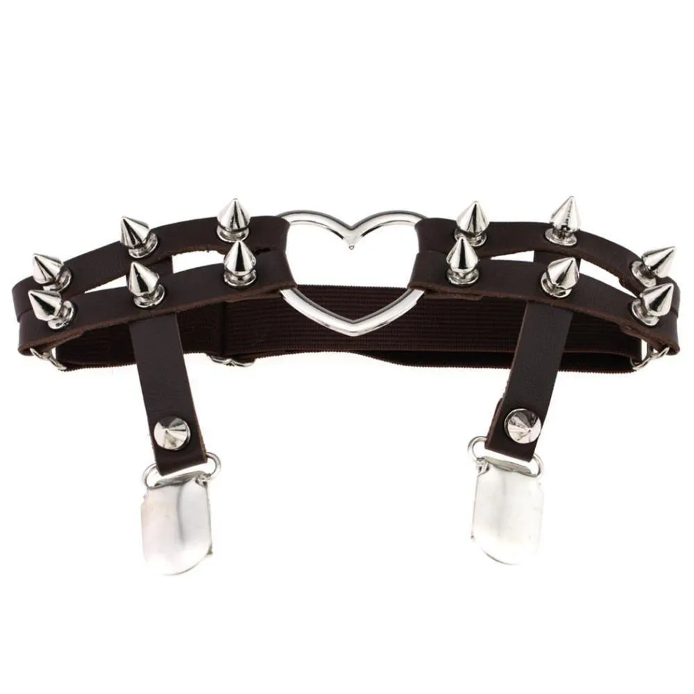 Spiked Heart Garter Belt