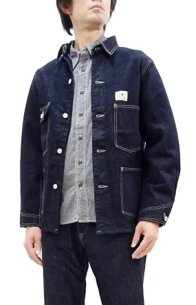 Studio D'artisan Denim Jacket Denim Chore Jacket Men's Unlined Denim Chore Coat Work Jacket D4506 Indigo One-Wash