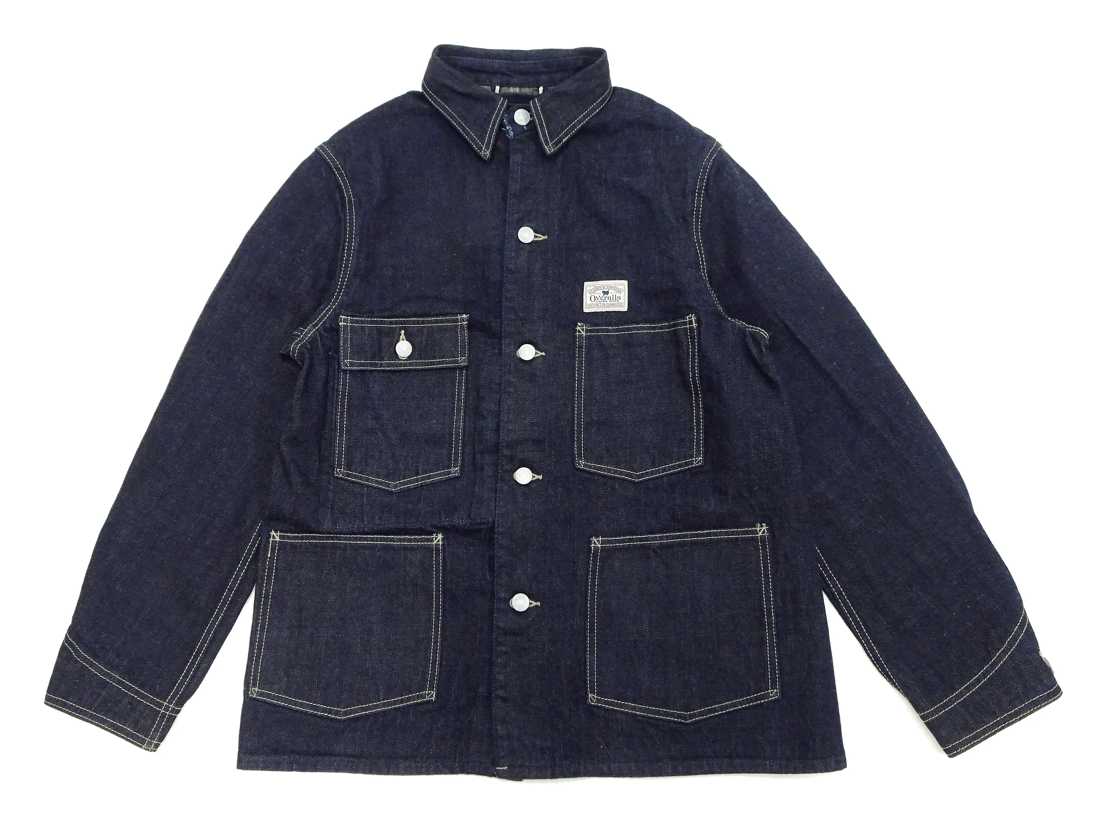 Studio D'artisan Denim Jacket Denim Chore Jacket Men's Unlined Denim Chore Coat Work Jacket D4506 Indigo One-Wash