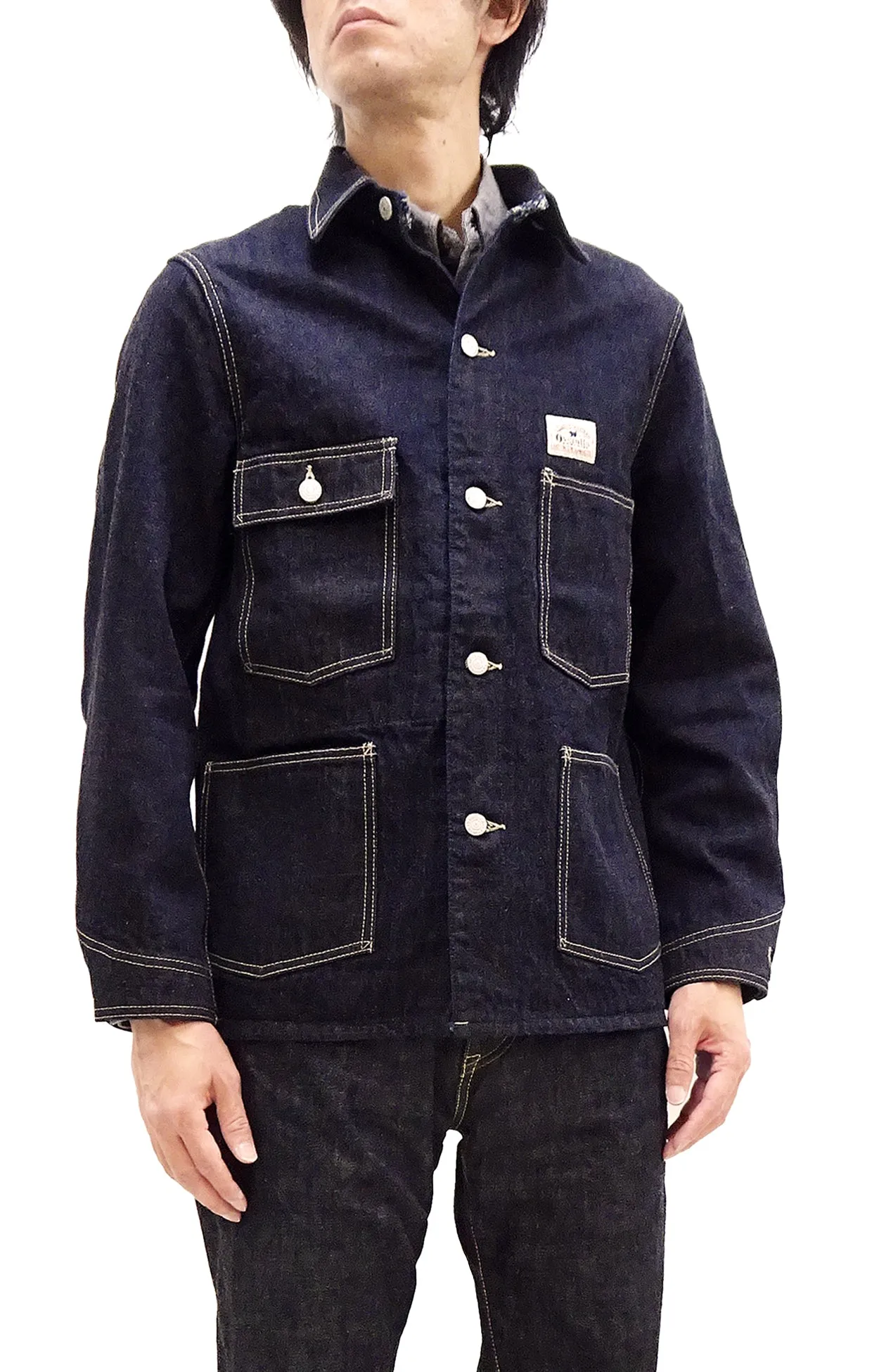 Studio D'artisan Denim Jacket Denim Chore Jacket Men's Unlined Denim Chore Coat Work Jacket D4506 Indigo One-Wash