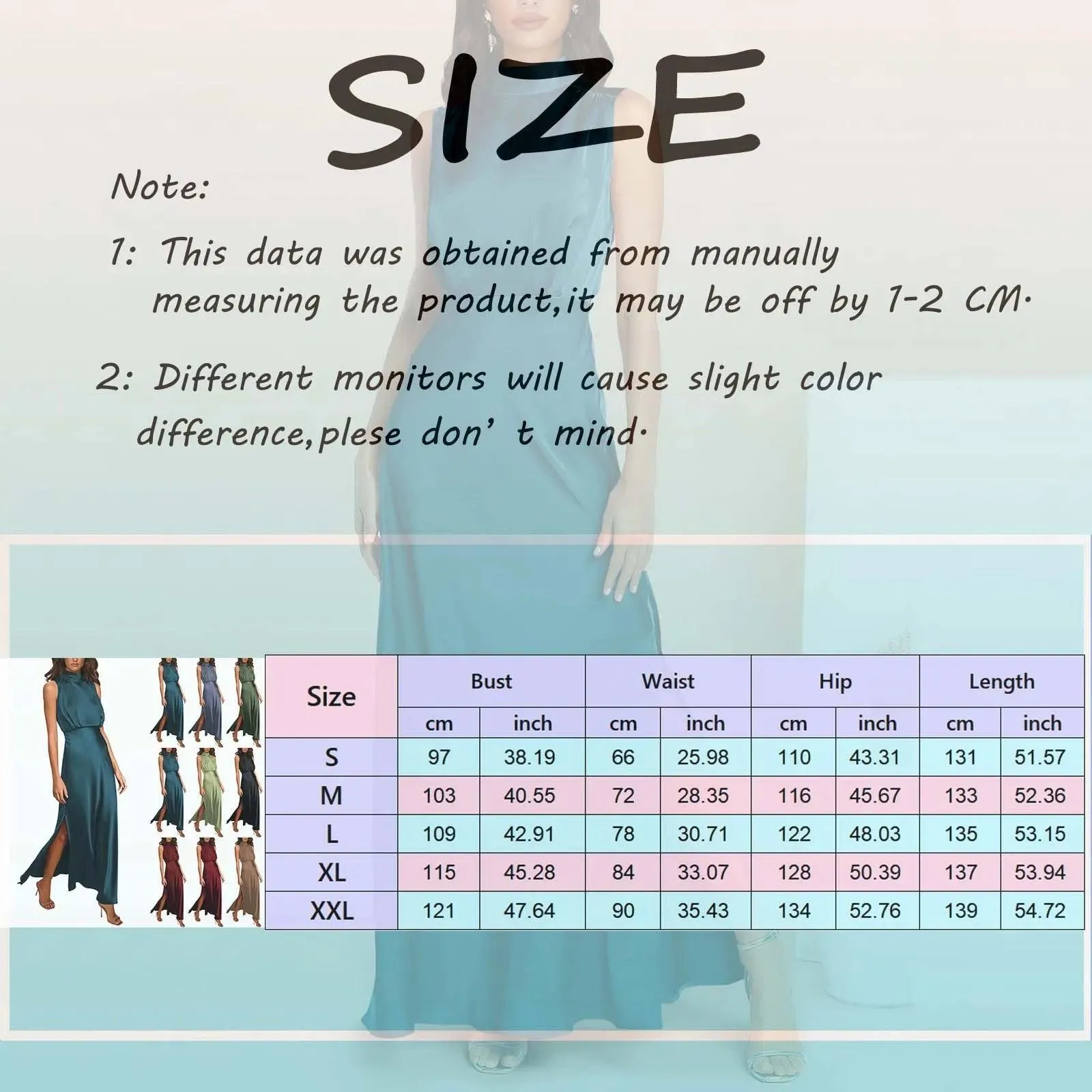 Summer Elegant Women Summer Long Formal Satin Dresses Mock Neck Sleeveless Side Slit Flowy Maxi Tank Dresses Woman Party Night