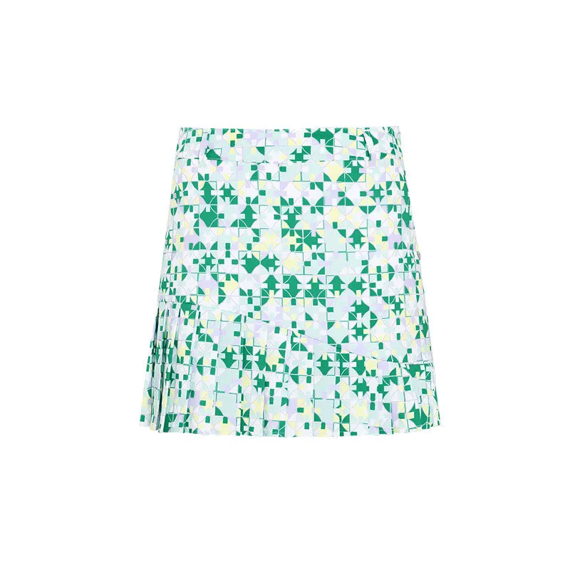 SVG Blue & Green Plaid Print Pleated Skirt