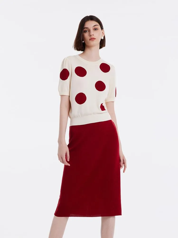 Tencel Jacquard Knitted Top And Women Skirt Two-piece Set