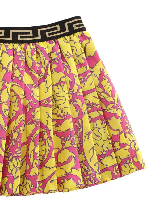 Versace   Barocco print pleated twill mini skirt 