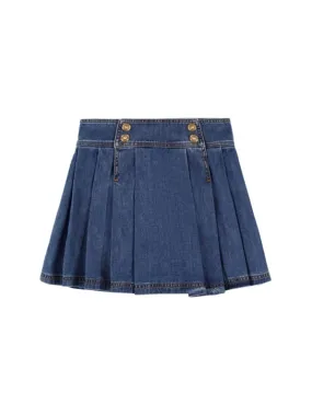 Versace   Pleated cotton denim skirt 