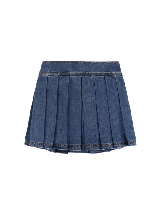 Versace   Pleated cotton denim skirt 