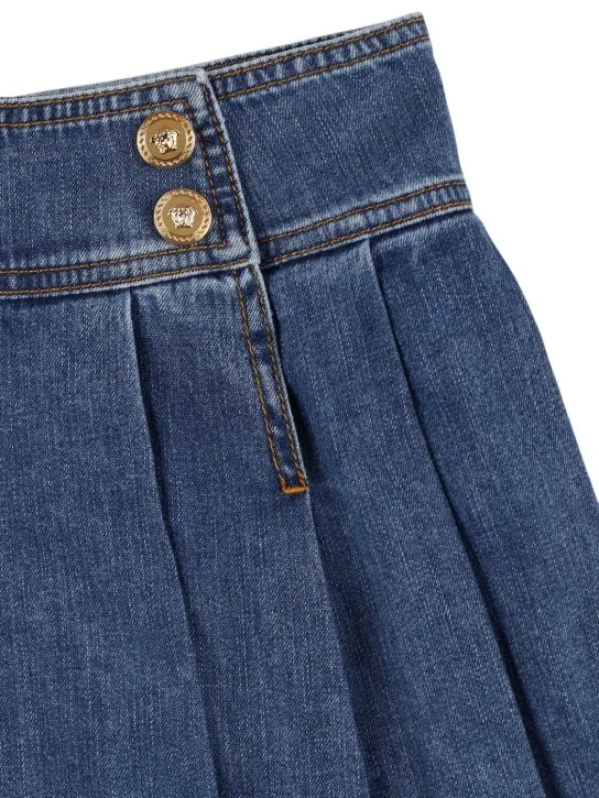 Versace   Pleated cotton denim skirt 