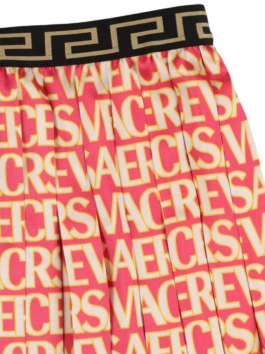 Versace   Pleated twill skirt w/ logo 