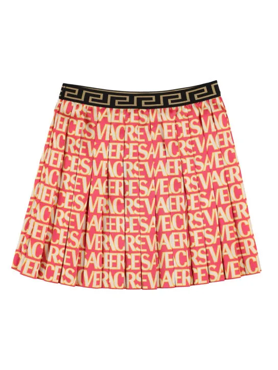 Versace   Pleated twill skirt w/ logo 