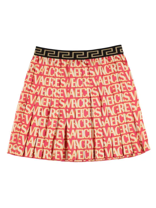 Versace   Pleated twill skirt w/ logo 