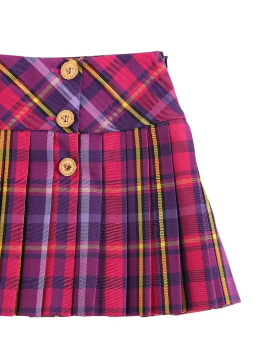 Versace   Tartan print pleated flannel skirt 