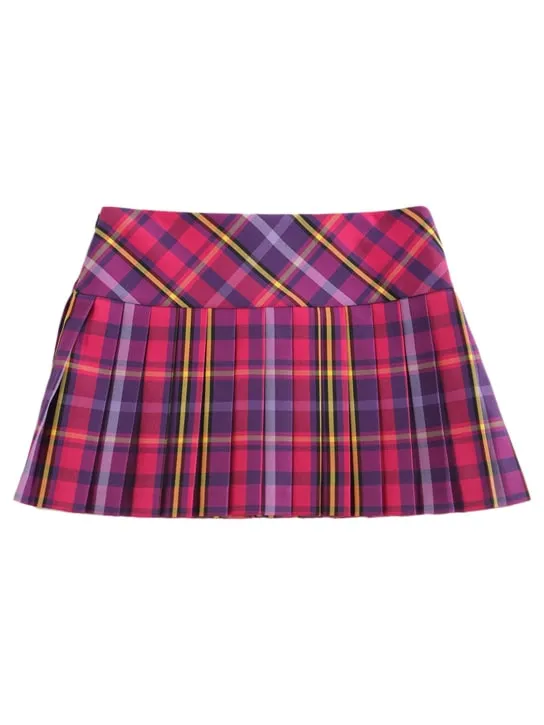 Versace   Tartan print pleated flannel skirt 