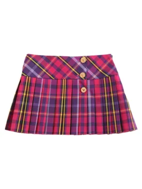 Versace   Tartan print pleated flannel skirt 