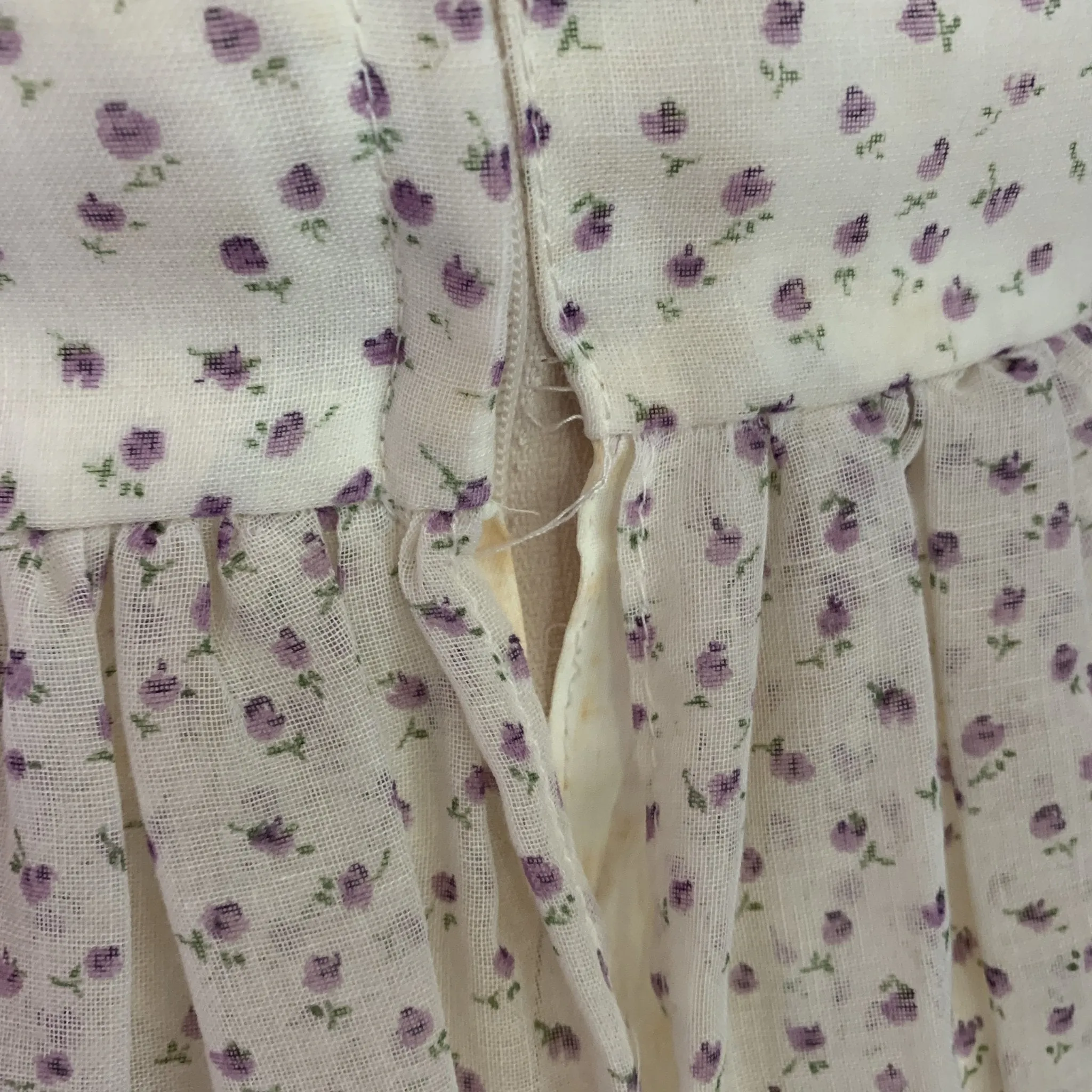 Vintage 1960s Chiffon Babydoll  Dress with Lilac Floral Design by Pronuptia of Paris.