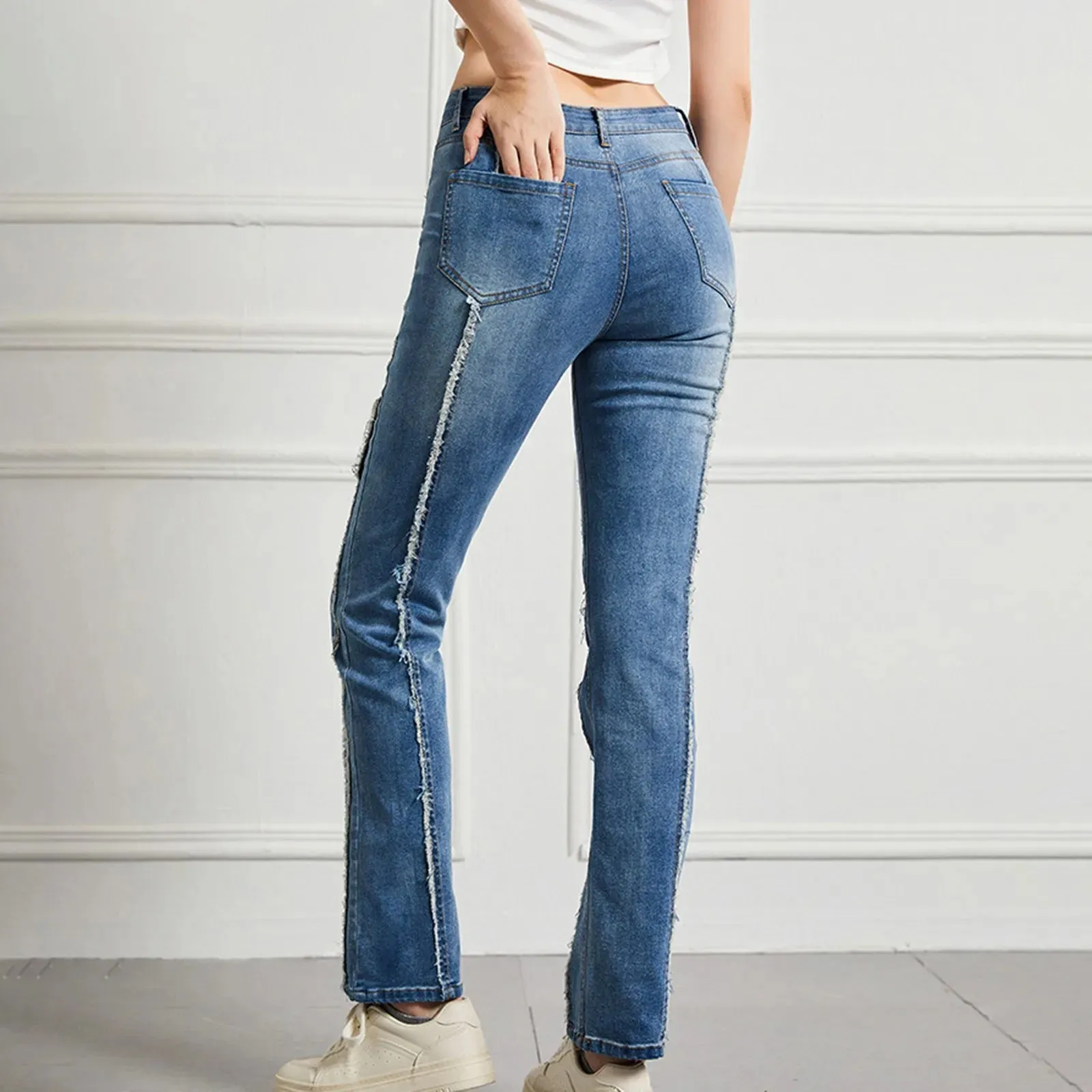 Vintage Oversized High Elastic Cargo Jeans