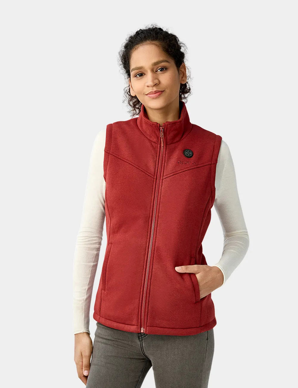 Women's Heated Fleece Vest - Red / Blue